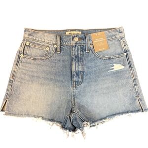Madewell Womens Denim Shorts Blue Size 26 Relaxed Light Wash Distressed Boho NWT